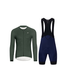 HOLOKOLO Kolesarski dolgi dres in hlače - ELEVATE - modra/črna/zelena